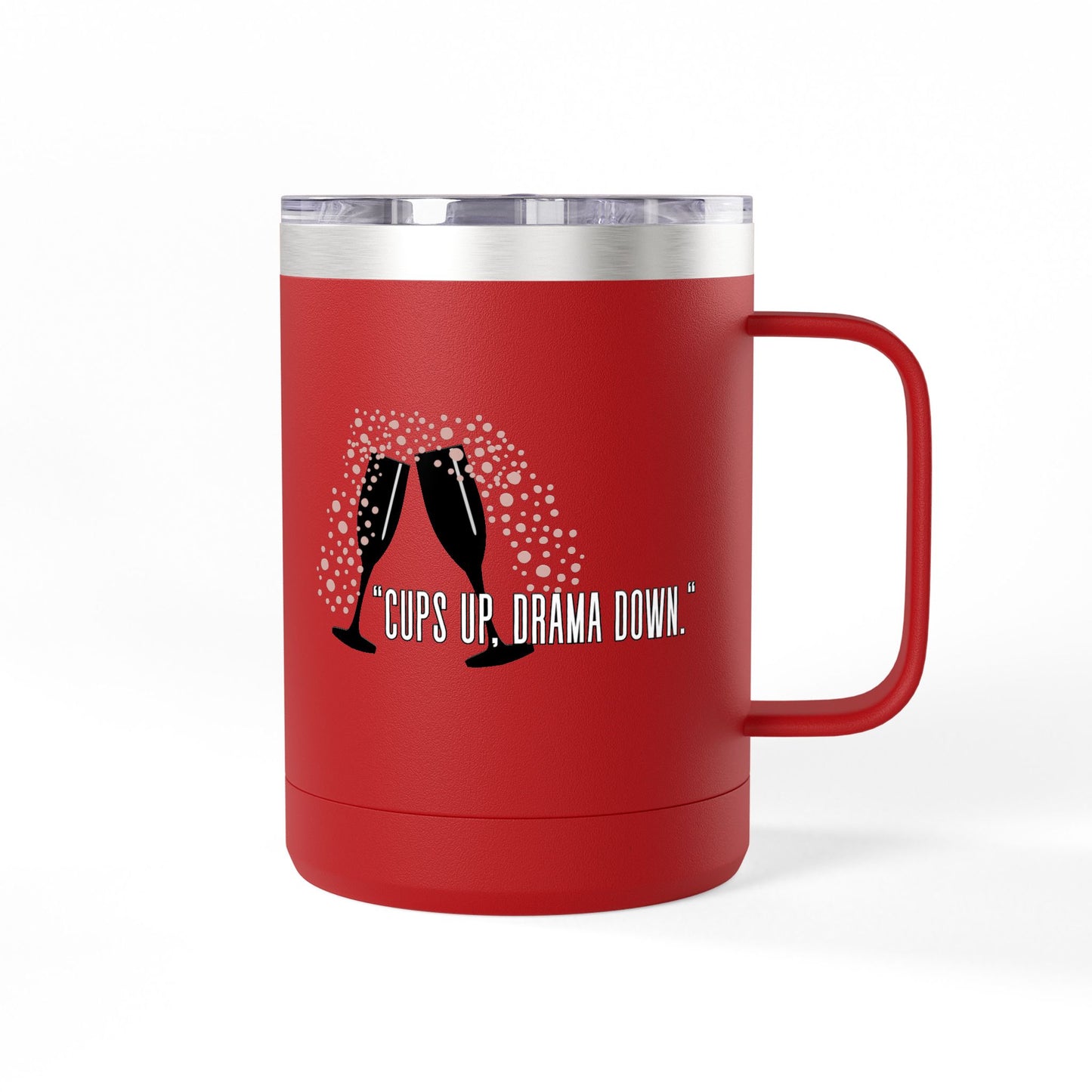 Celebratory Coffee Mug Tumbler, Cheers Gift for Friends, 15oz Drinkware for Parties, Birthdays, Wedding, Fun Gatherings
