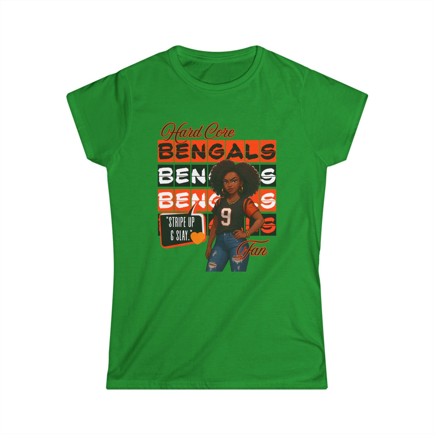 Hardcore Bengals Fan Women's Softstyle Tee, Game Day Shirt, Sports Apparel, Gift for Football Fans, Team Spirit Wear