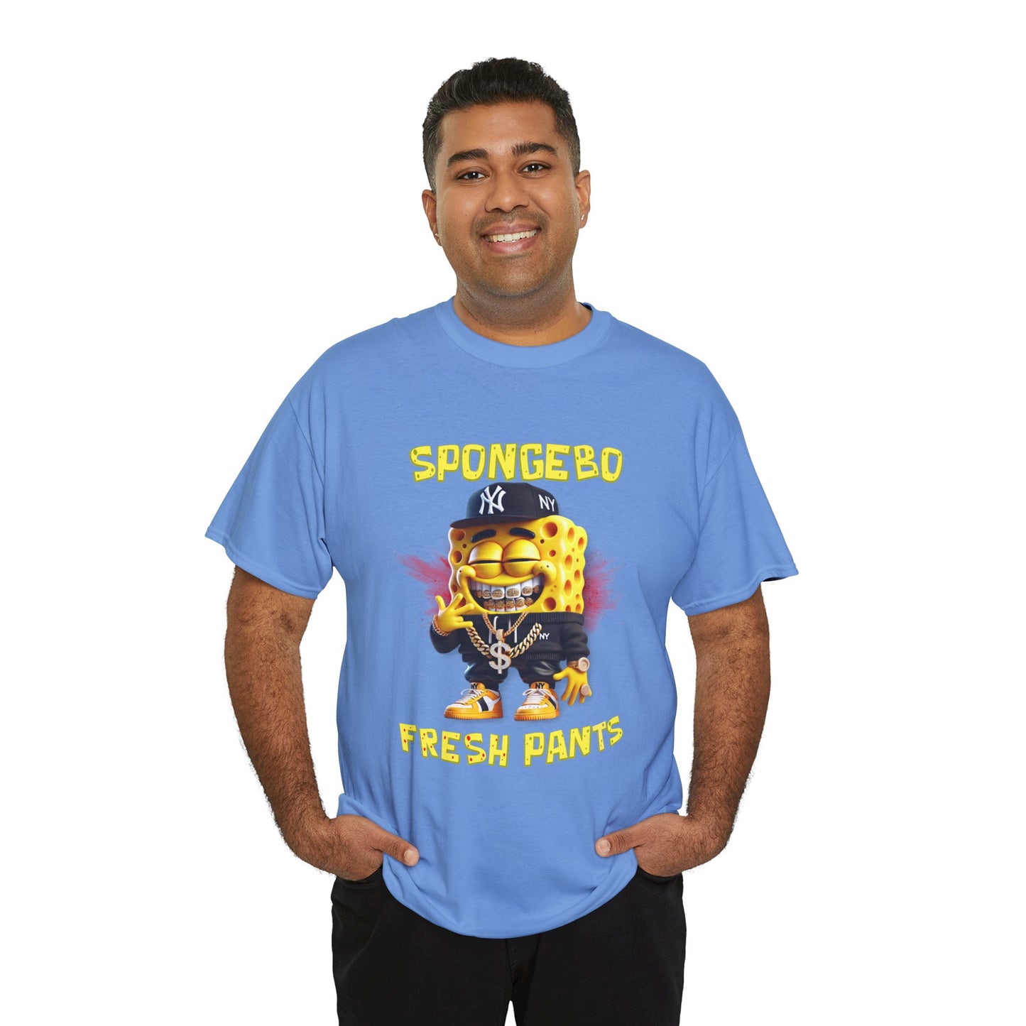 SpongeBo Fresh Pants Unisex Heavy Cotton Tee - Fun Graphic T-Shirt for Kids and Adults