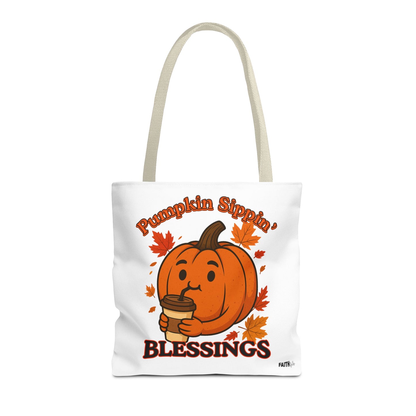 FaithStyles Autumn Pumpkin Blessings Tote Bag | Fall Bag, Cute Tote, Gift for Her, Thanksgiving, Coffee Lovers, Halloween Decor