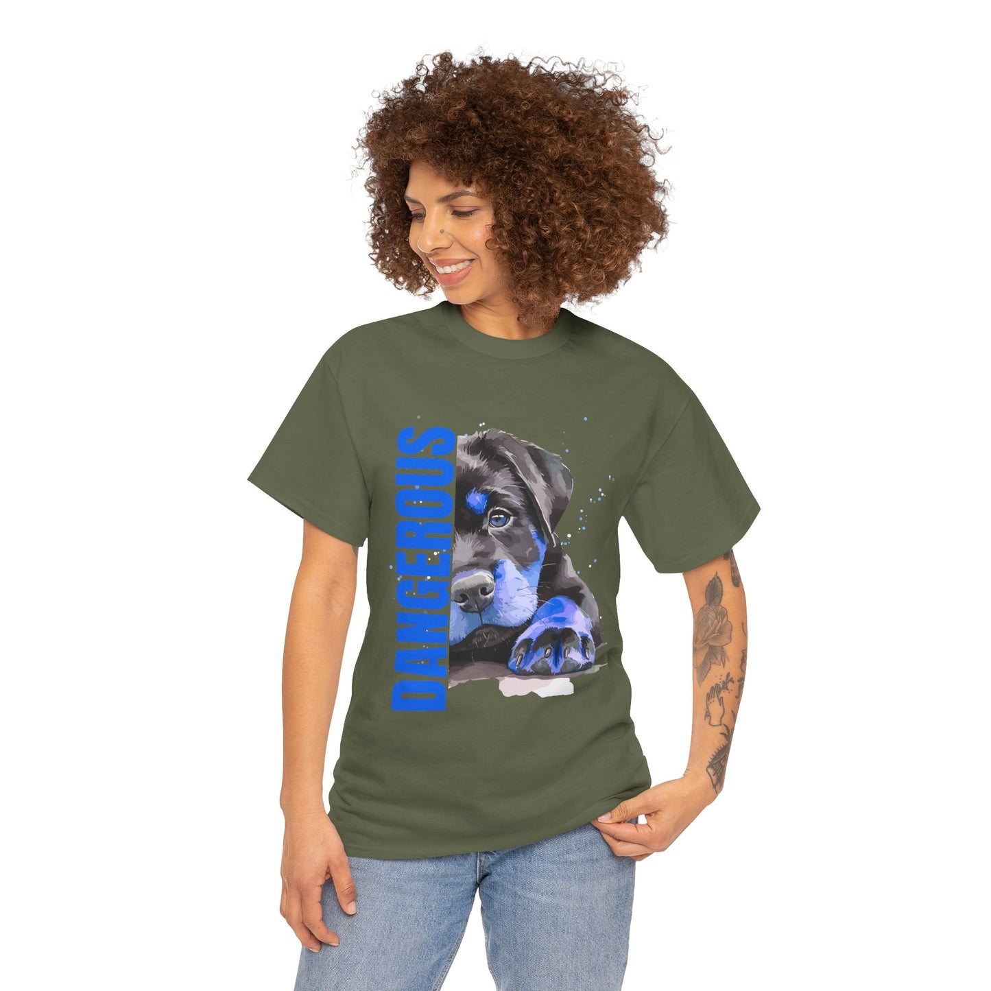 "'DANGEROUS" Cool Dog Lover Tee - Unisex Heavy Cotton T-Shirt