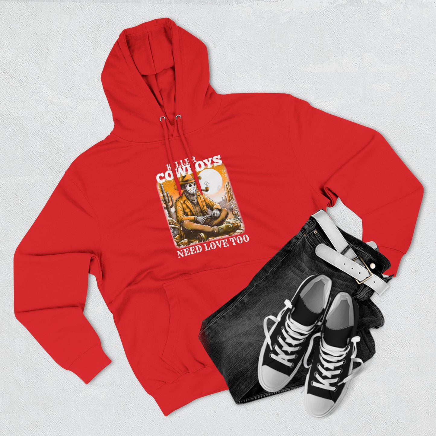 Three-Panel Fleece Hoodie-Front & Back Images