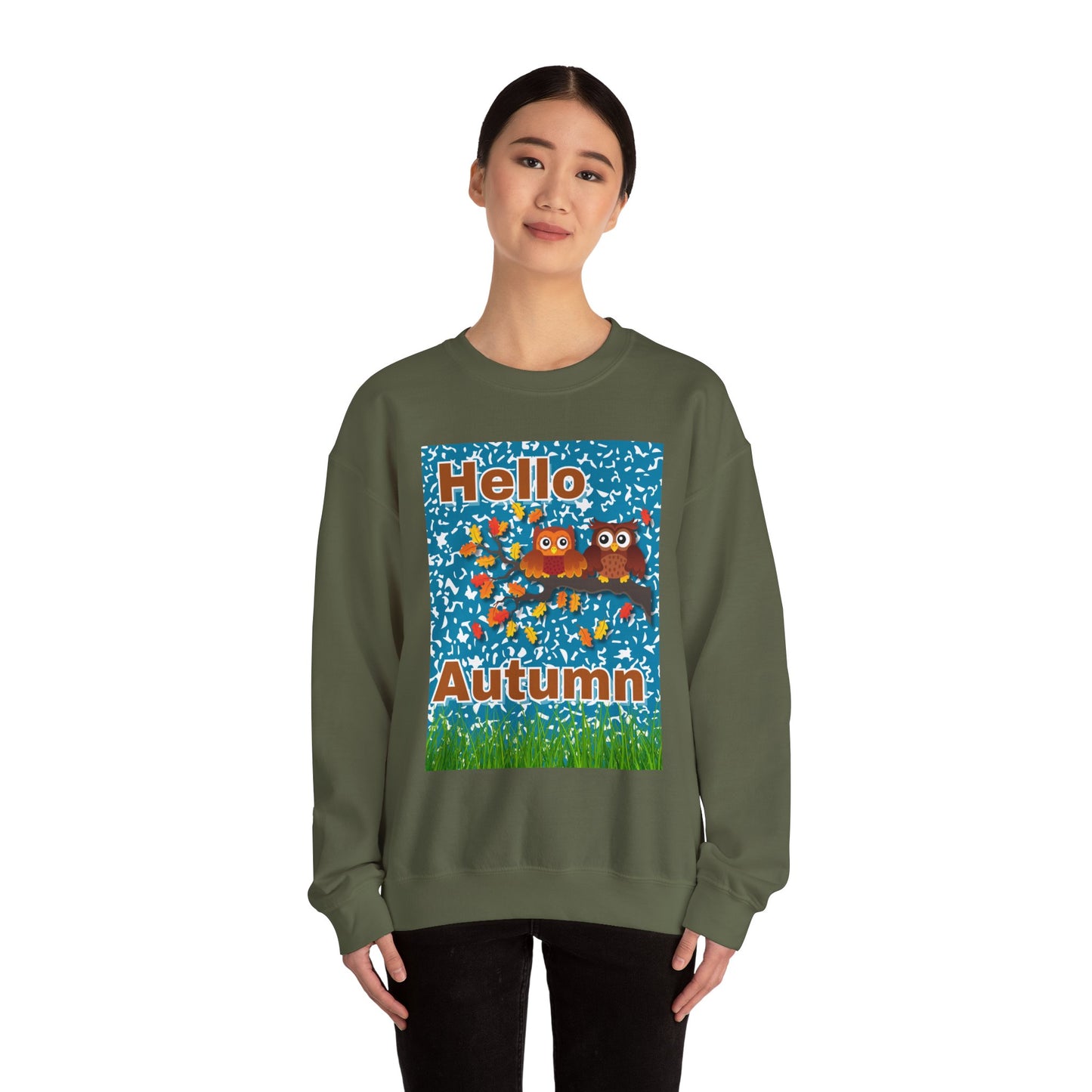 Autumn Owl Crewneck Sweatshirt, Cozy Fall Apparel, Seasonal Gift, Halloween, Thanksgiving, Cute Sweatshirt, Unisex Fall Fashion
