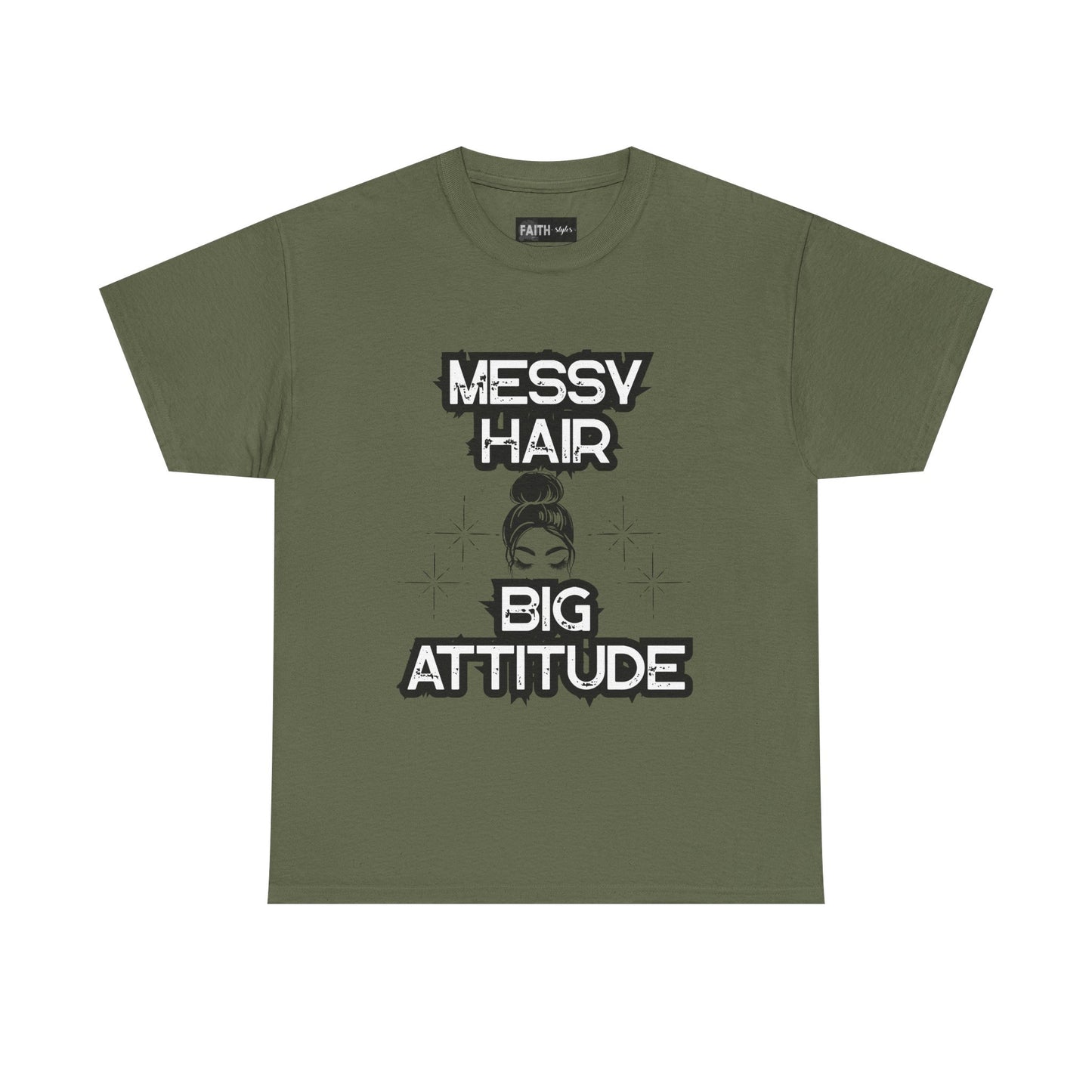 Messy Hair Big Attitude Tee | Stylish Graphic T-Shirt for Casual Wear, Gifts, Everyday Fashion, Relaxed Fit Tee