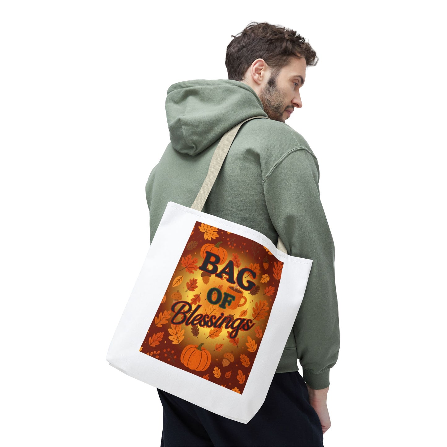 Autumn Blessings Tote Bag, Fall Tote for Shopping, Thanksgiving Gift Bag, Seasonal Carrier, Eco-Friendly Reusable Tote
