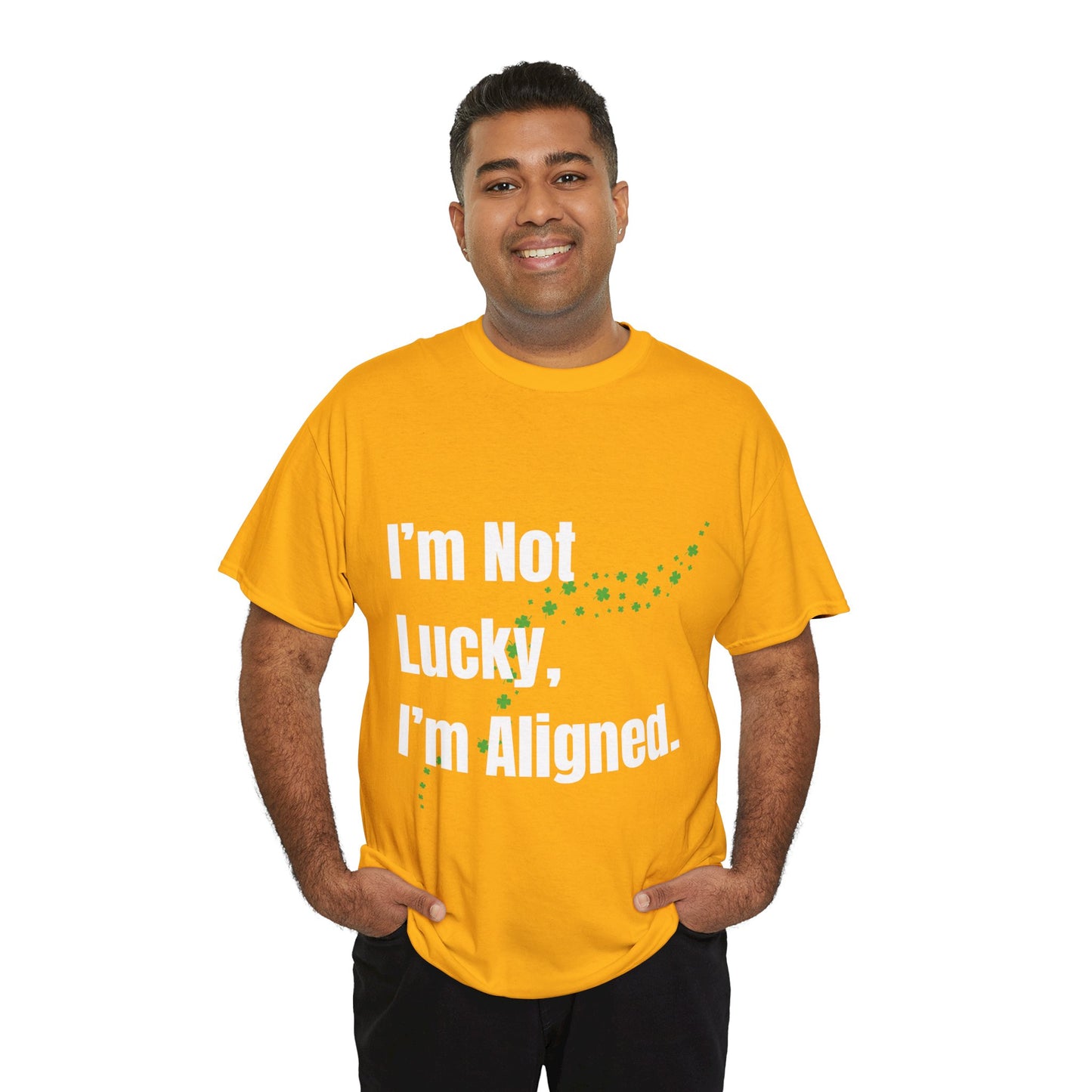 "I’m Not Lucky, I’m Aligned" Unisex Heavy Cotton T-shirt - Motivational Tee for Positivity and Alignment