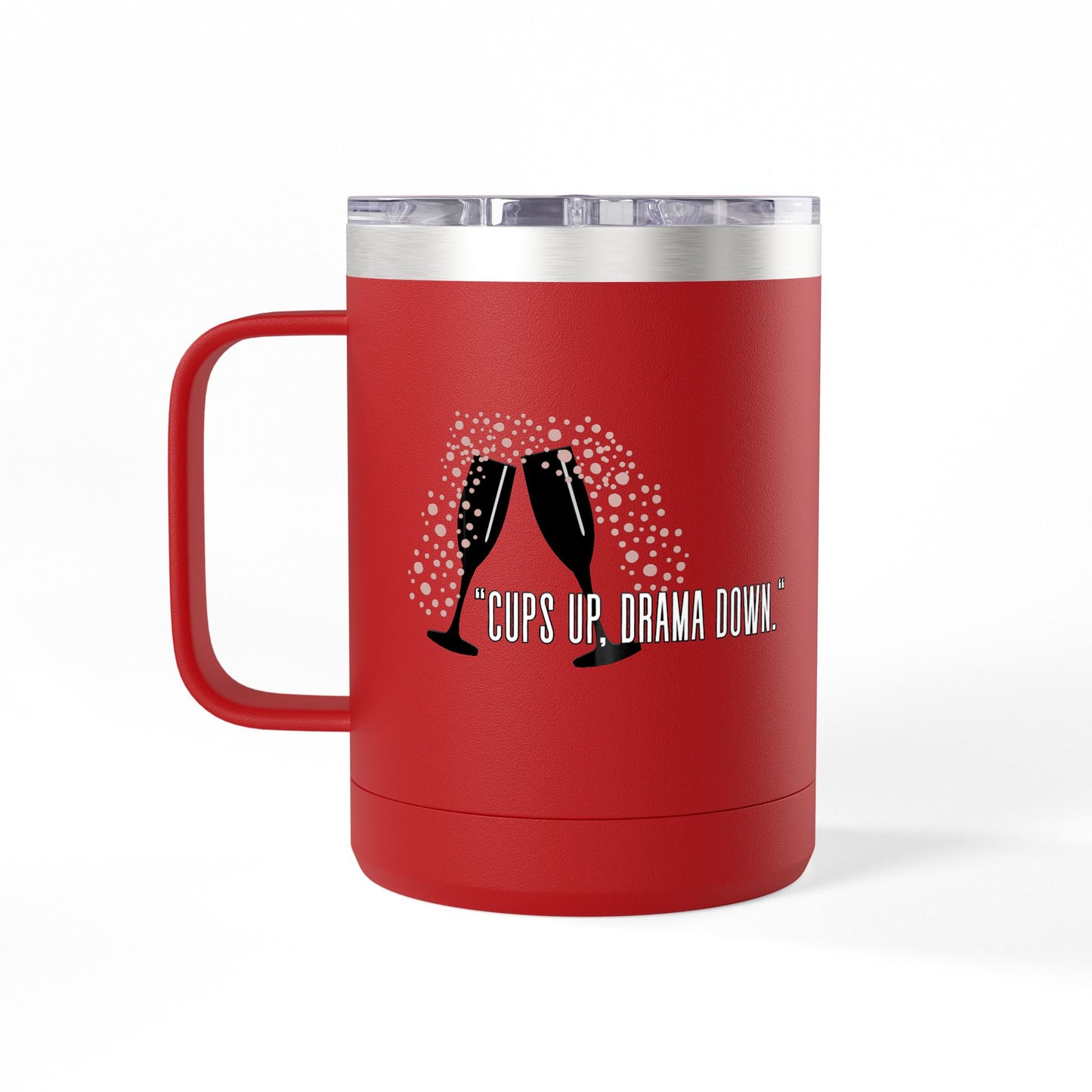 Celebratory Coffee Mug Tumbler, Cheers Gift for Friends, 15oz Drinkware for Parties, Birthdays, Wedding, Fun Gatherings