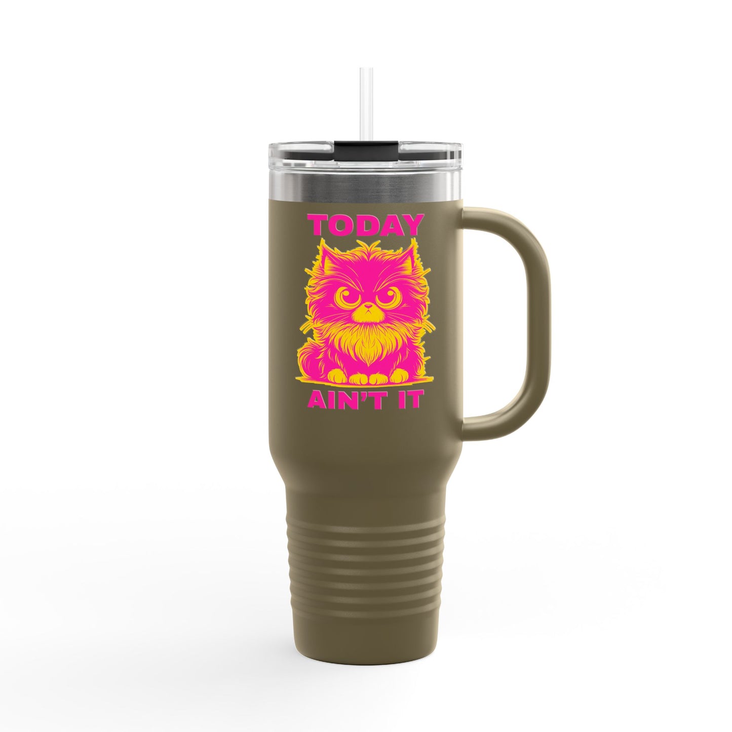 Colorful Insulated Travel Mug with Fun Design, 40oz Coffee Tumbler, Cat Lover Gift, Funny Travel Mug, Perfect for Daily Commute, Birthday