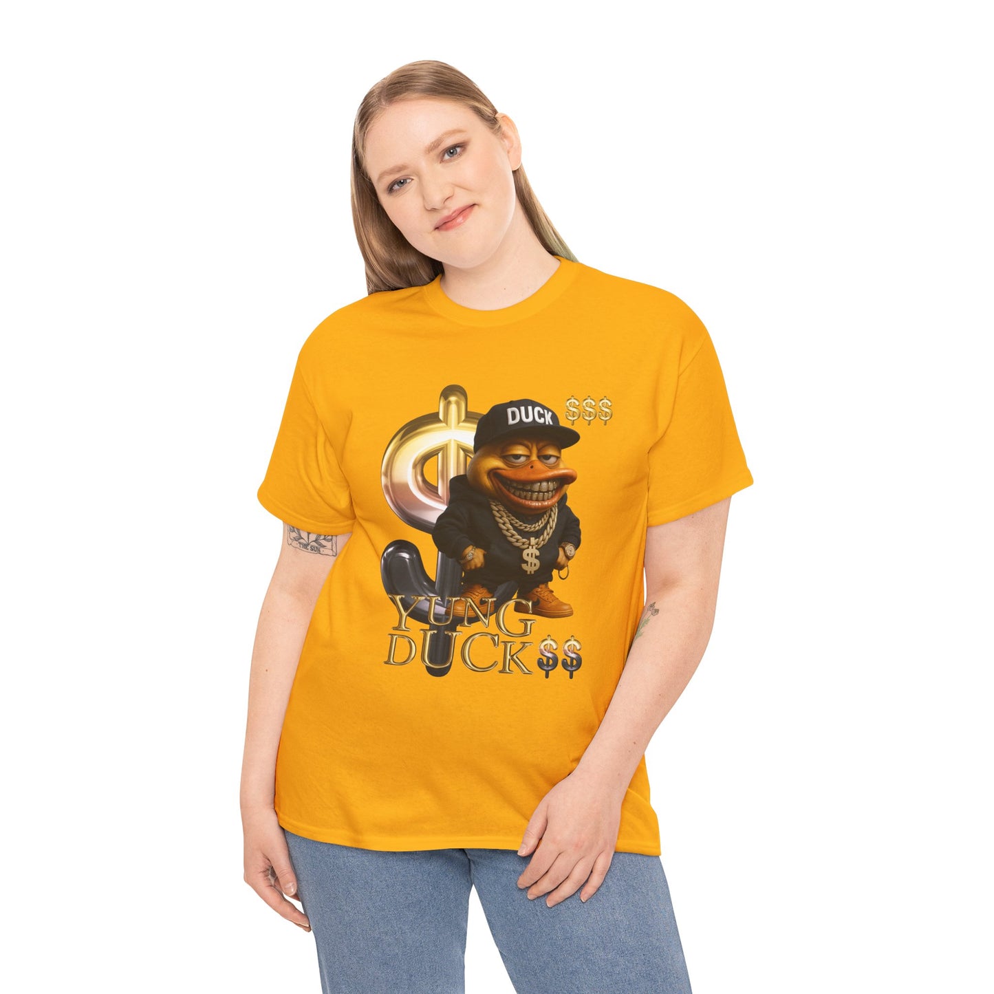 Yung Duck$$ Unisex Heavy Cotton Tee - Fun Streetwear T-Shirt for Casual Outfits