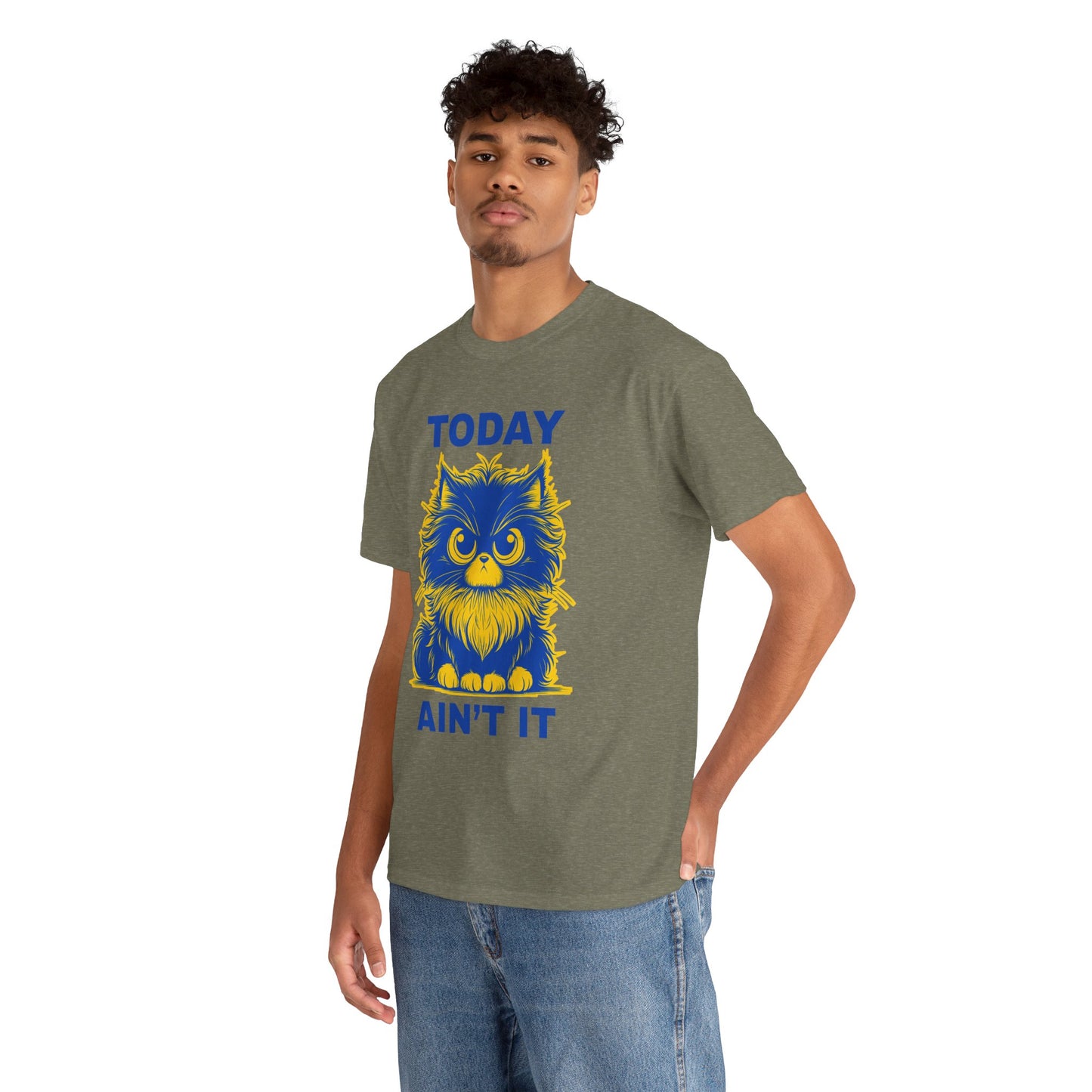 Funny Cat Tee - 'Today Ain't It' Unisex Heavy Cotton T-Shirt