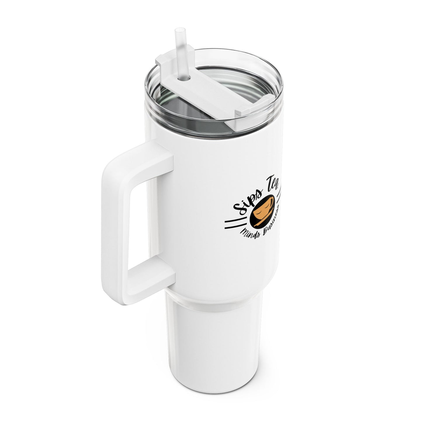 40oz Tumbler with Straw - Perfect for Hot or Cold Beverages, Travel Mug, Insulated Water Bottle, Unique Gift for Tea Lovers, Sips Tea Design