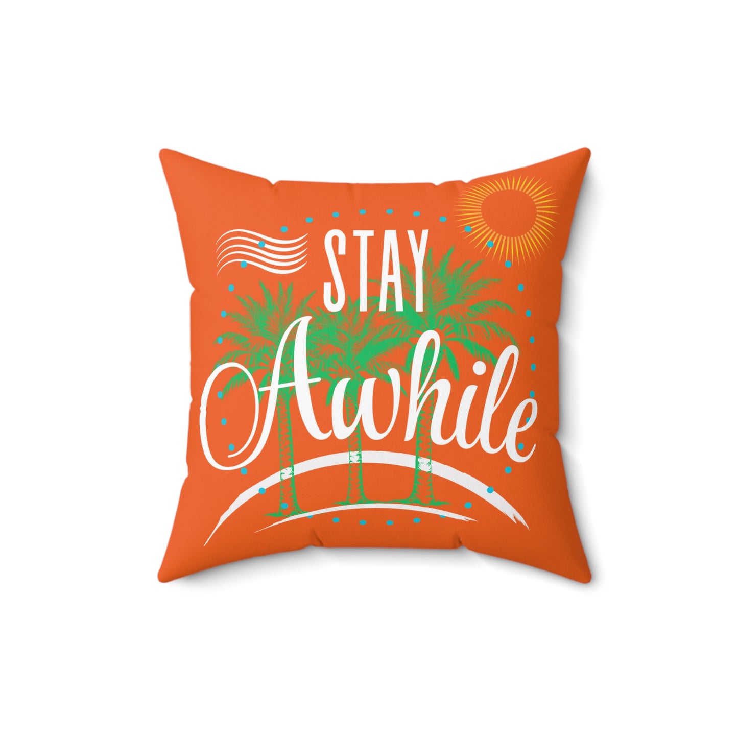 Autumn Tropical Stay Awhile Pillow, Beach Decor, Summer Vibes, Cozy Home Accent, Gift for Beach Lovers, Relaxation Decor
