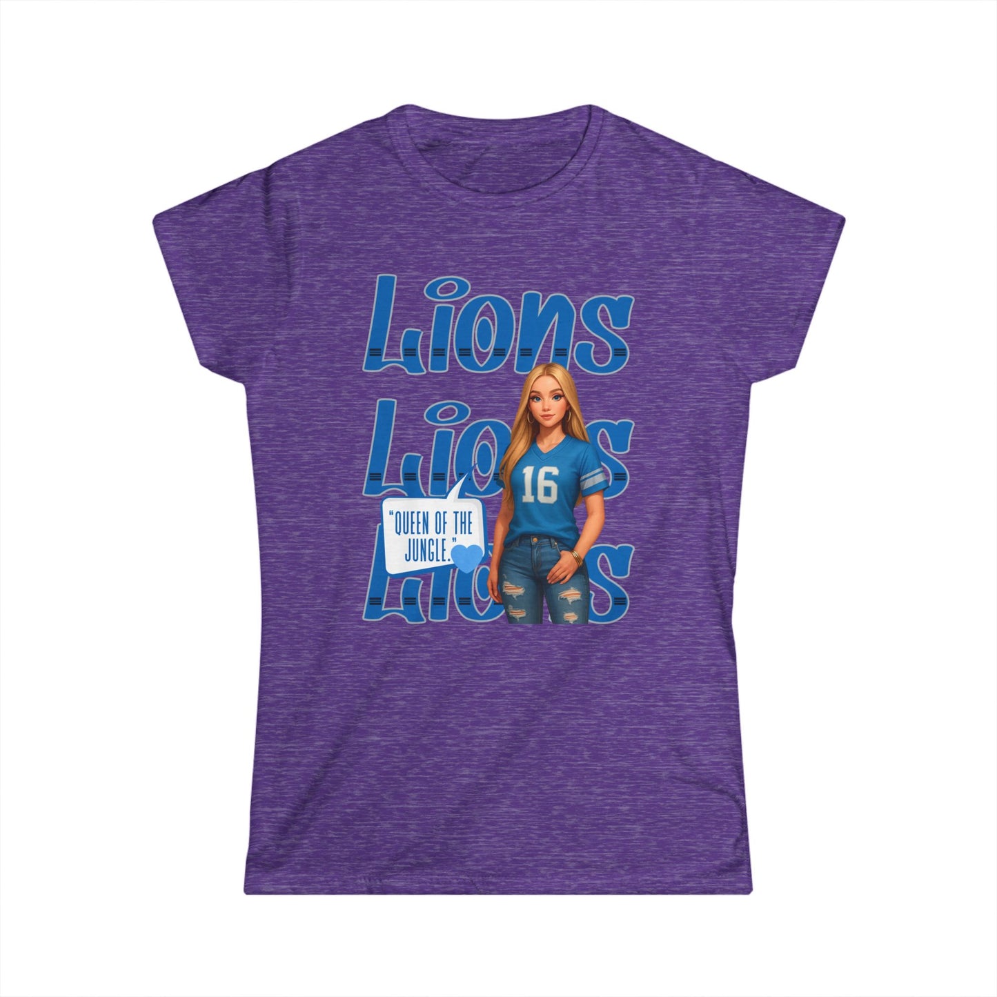 Lions Queen Women's Tee, Casual Fan Shirt, Women's Graphic Top, Gift for Sports Lovers, Birthday Present