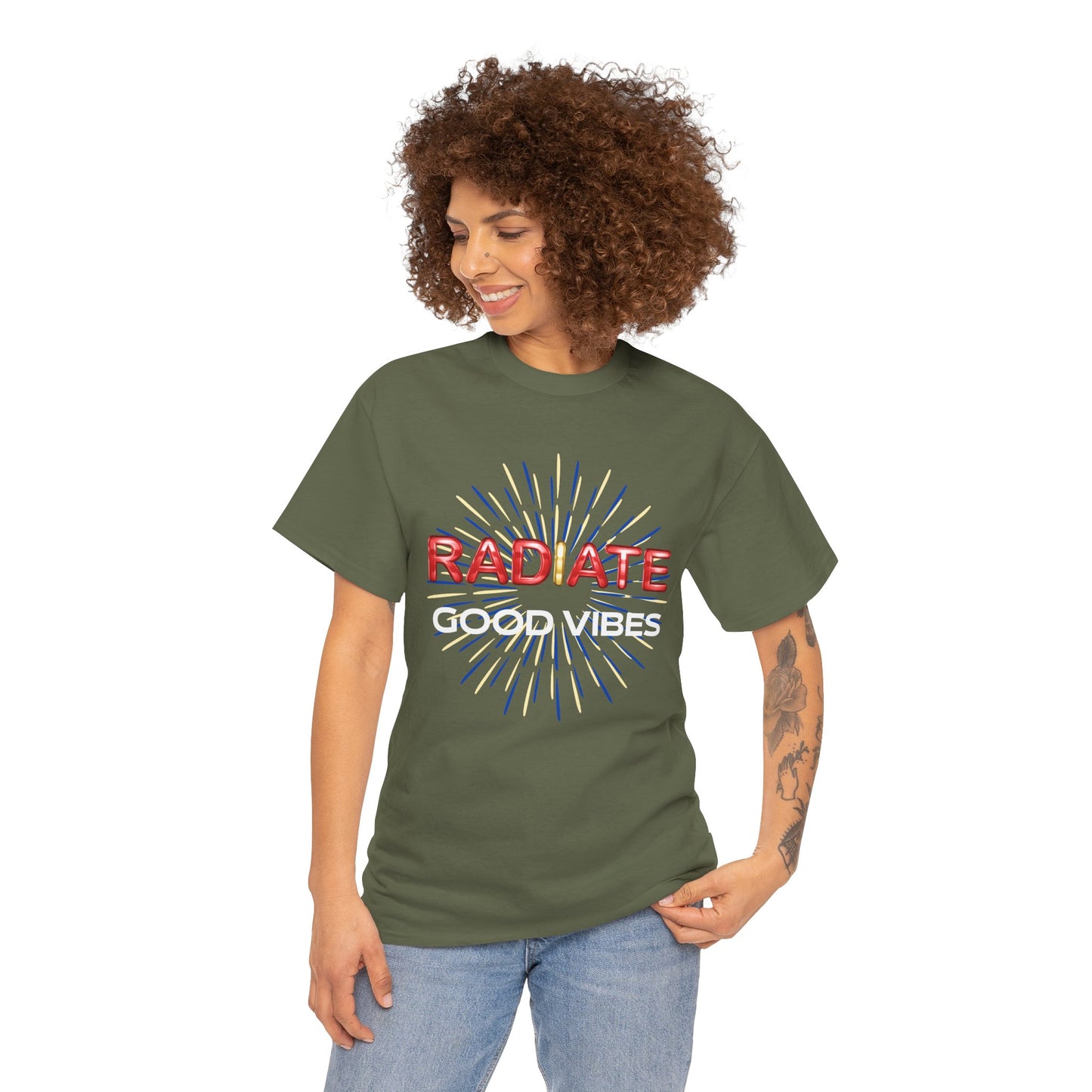 Radiate Unisex Heavy Cotton Tee - Positive Vibe Shirt, Gift for Friends, Motivational Apparel, Casual Wear, Everyday Comfort