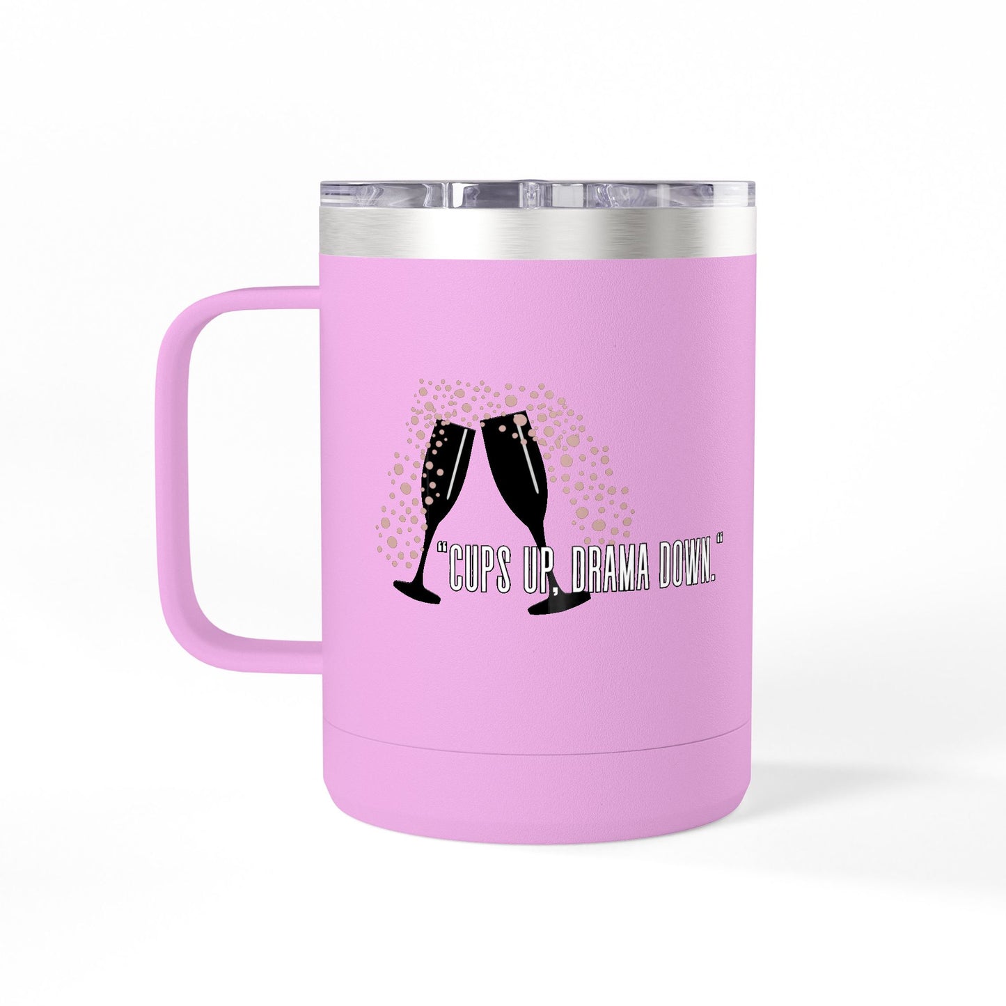 Celebratory Coffee Mug Tumbler, Cheers Gift for Friends, 15oz Drinkware for Parties, Birthdays, Wedding, Fun Gatherings