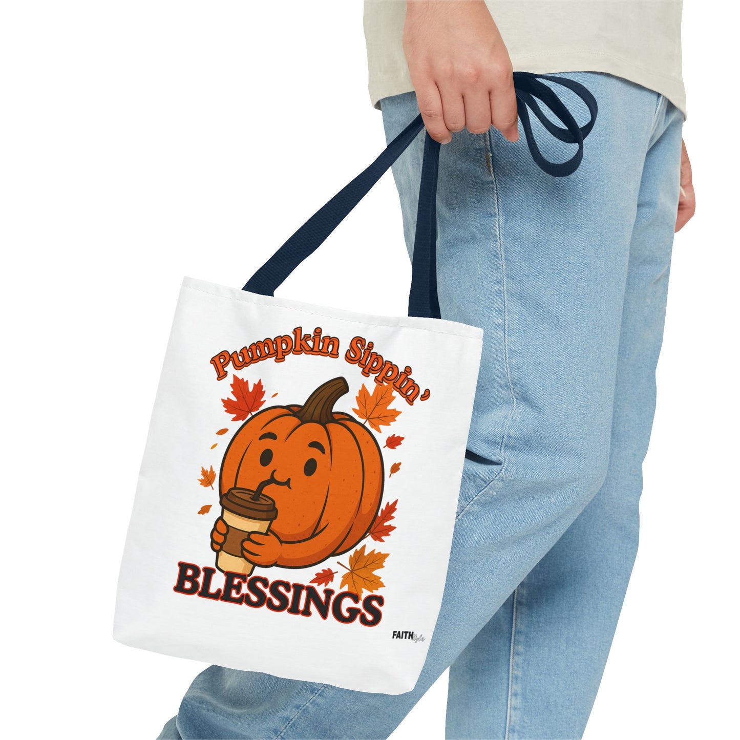 FaithStyles Autumn Pumpkin Blessings Tote Bag | Fall Bag, Cute Tote, Gift for Her, Thanksgiving, Coffee Lovers, Halloween Decor