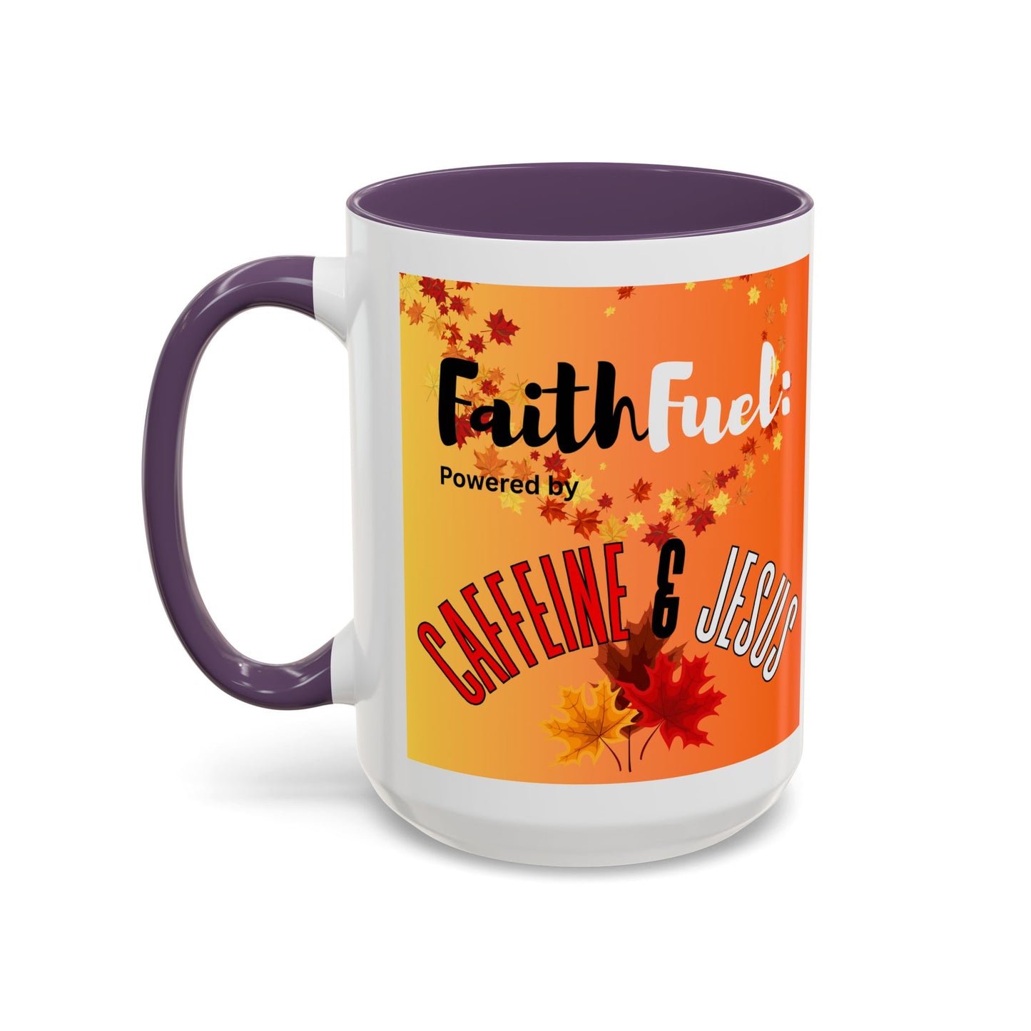 FaithFuel Caffeine & Jesus Mug - Fall Coffee Cup, Inspirational Gift, Autumn Decor, Home Office Supplies, Religious Mug