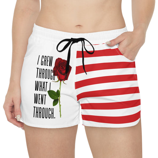 Inspirational Women's Casual Shorts with Rose Design, Motivational Summer Shorts, Beachwear, Gift for Her, Trendy Loungewear