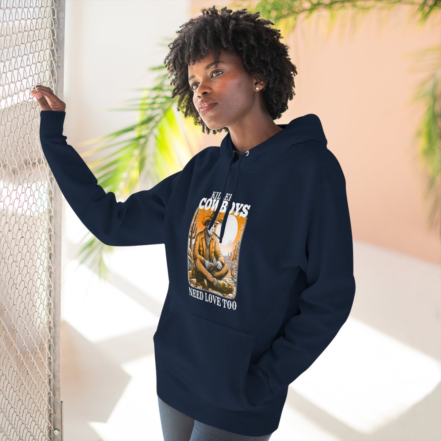 Three-Panel Fleece Hoodie-Front & Back Images