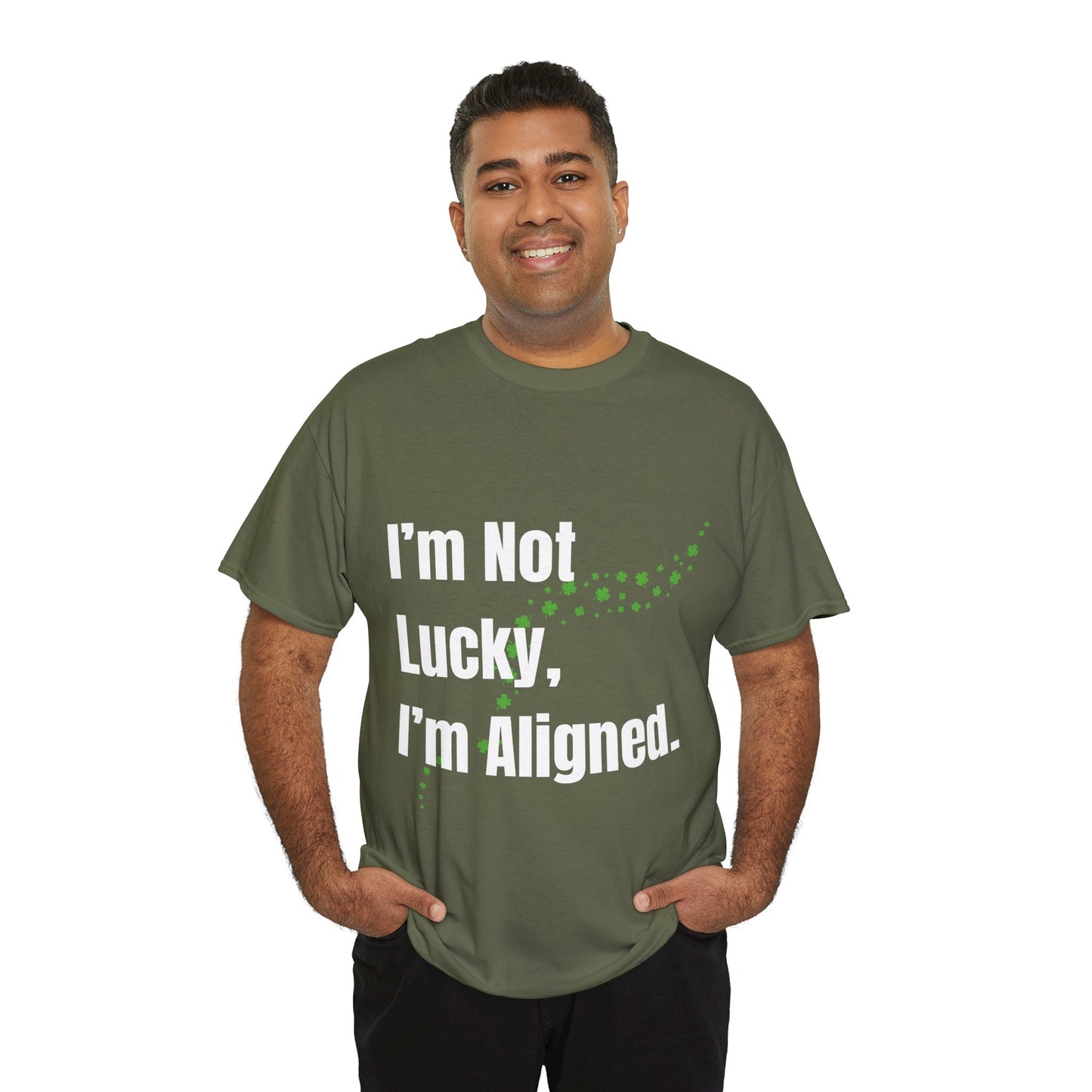 "I’m Not Lucky, I’m Aligned" Unisex Heavy Cotton T-shirt - Motivational Tee for Positivity and Alignment
