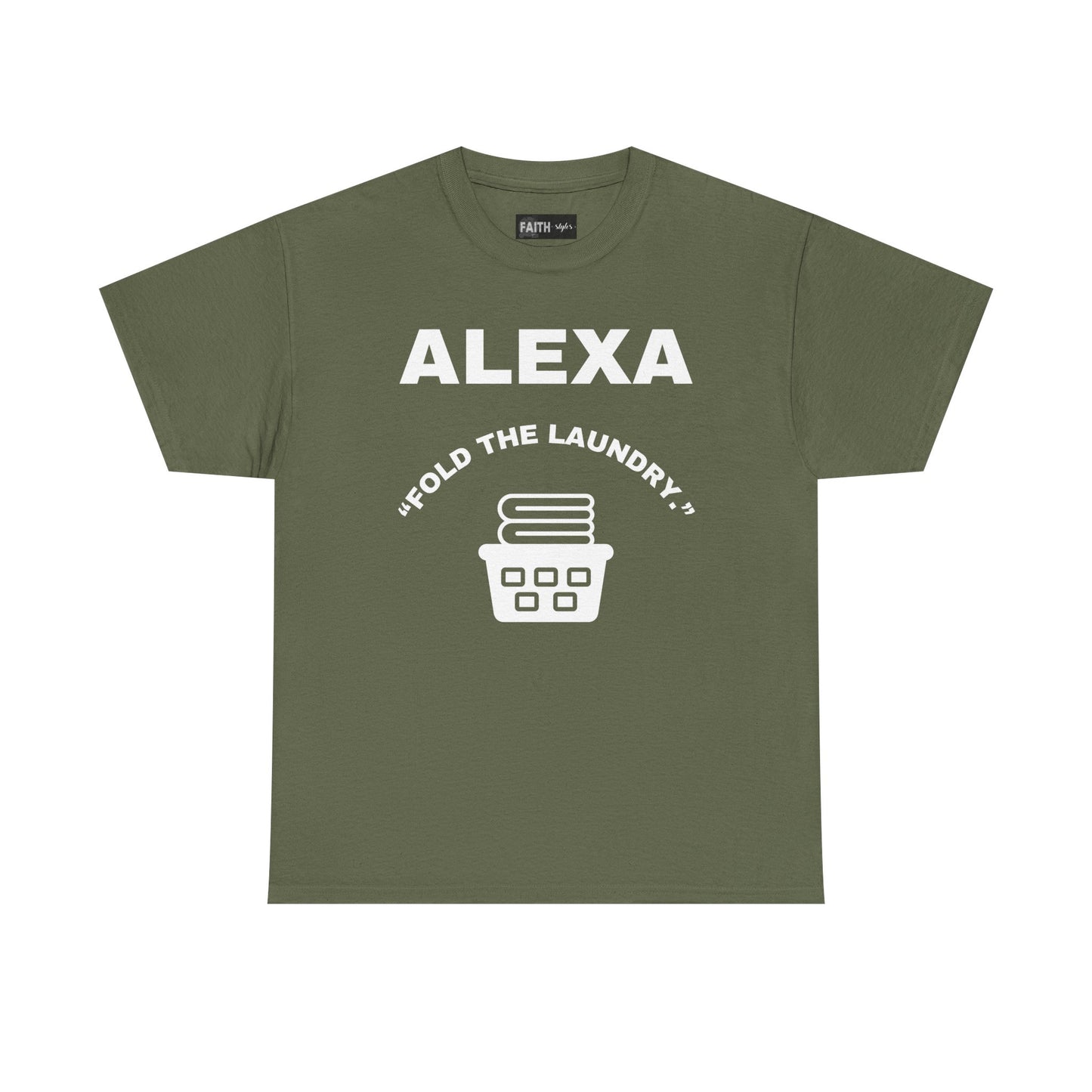 Funny Laundry T-Shirt, Humor Tee, Gift for Mom, Funny Housework Shirt, Unisex Cotton Tee, Alexa Joke Shirt