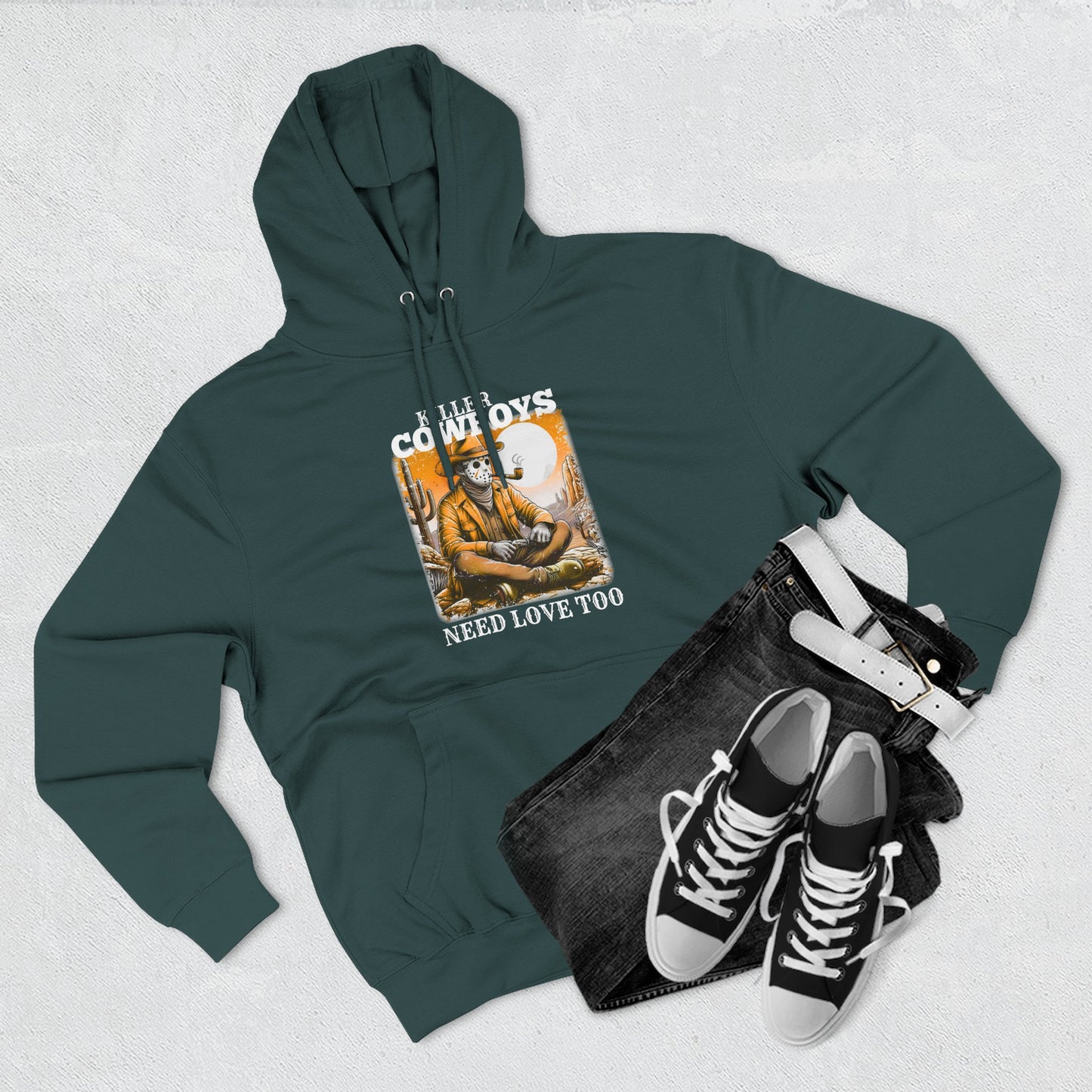 Three-Panel Fleece Hoodie-Front & Back Images