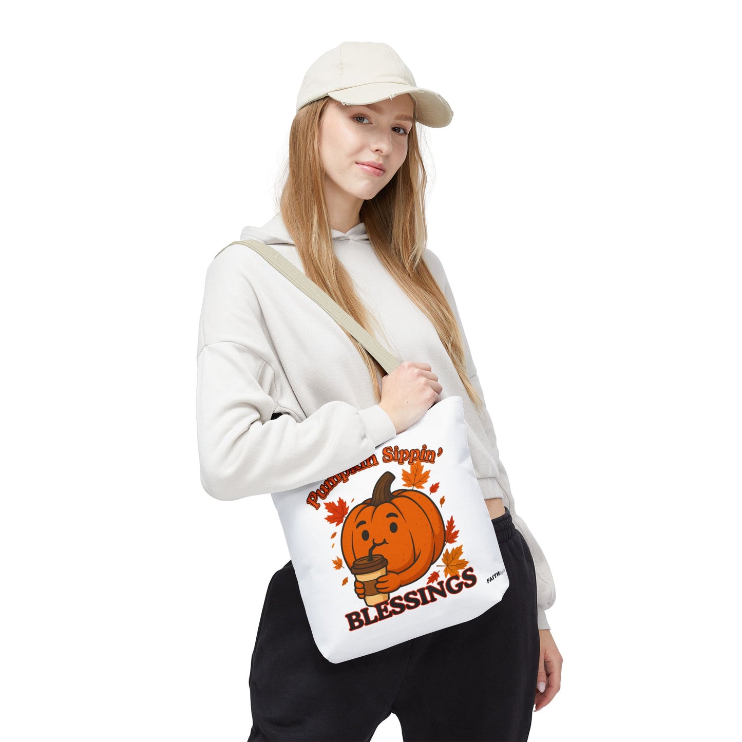 FaithStyles Autumn Pumpkin Blessings Tote Bag | Fall Bag, Cute Tote, Gift for Her, Thanksgiving, Coffee Lovers, Halloween Decor