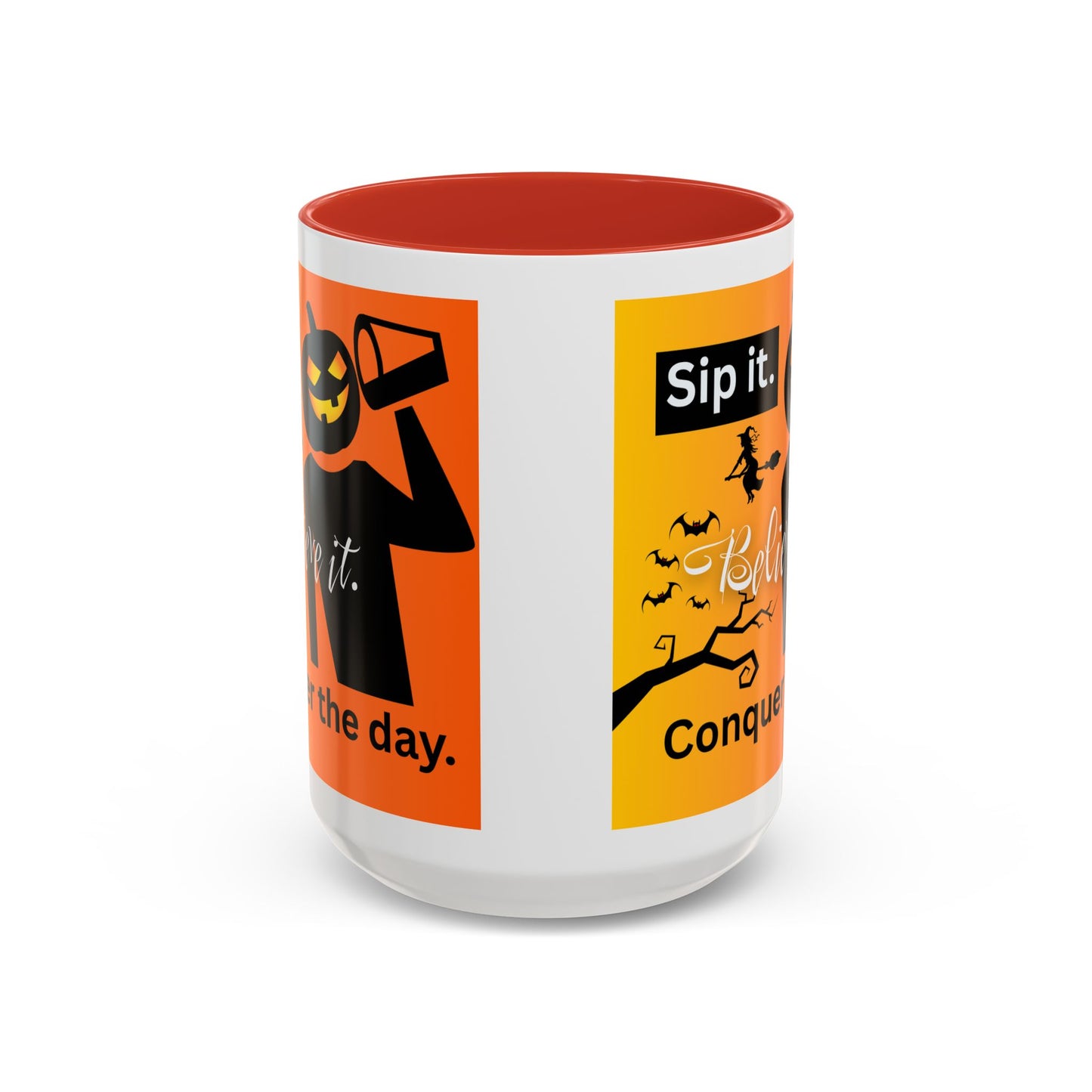 Halloween-Themed Coffee Mug, Sip It Believe It Conquer the Day, Fall Decor, Gift for Pumpkin Lovers, Autumn Kitchenware