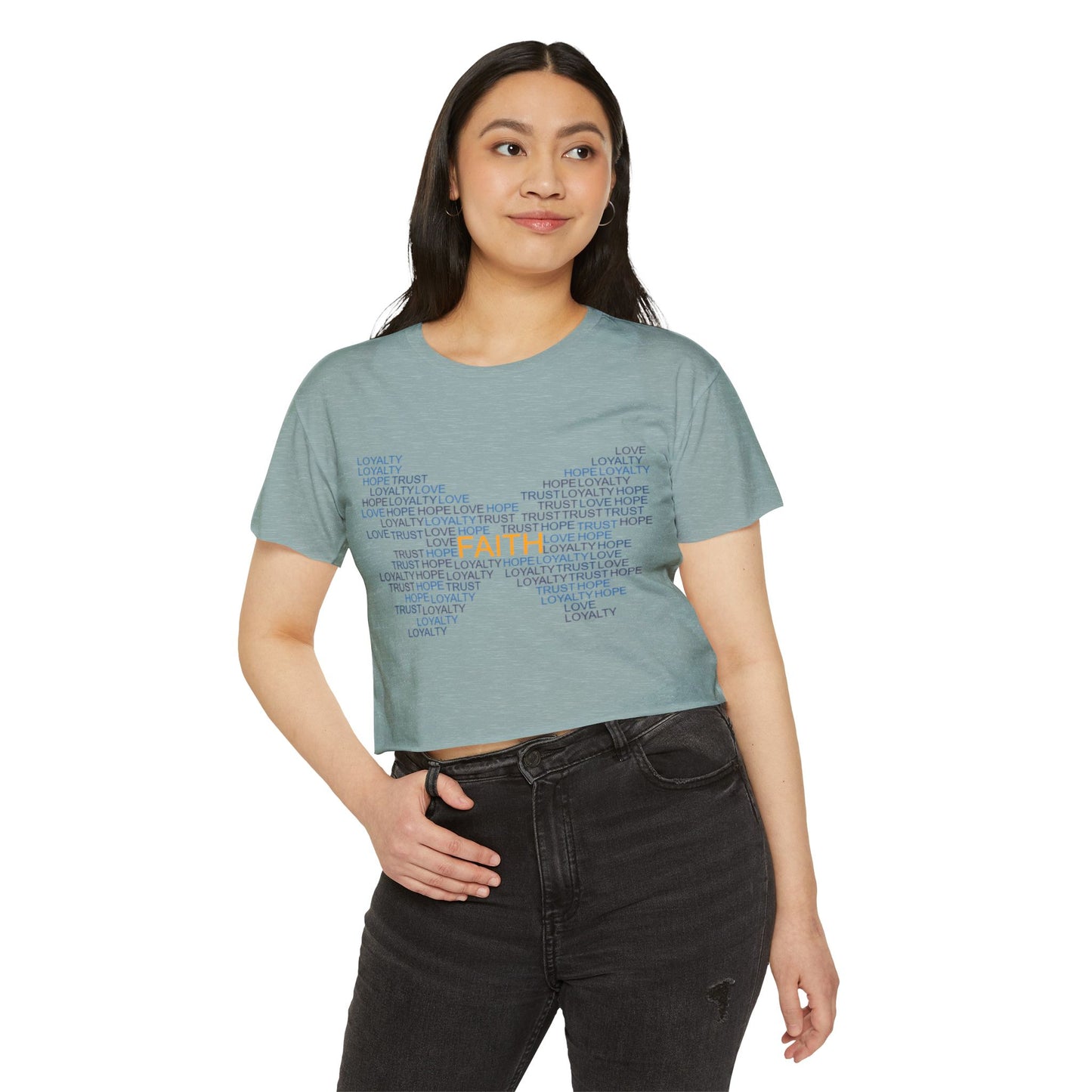 Women's Festival Crop Top with Faith Design, Boho Style Tee, Summer Festival Top, Inspirational Apparel, Gift for Her