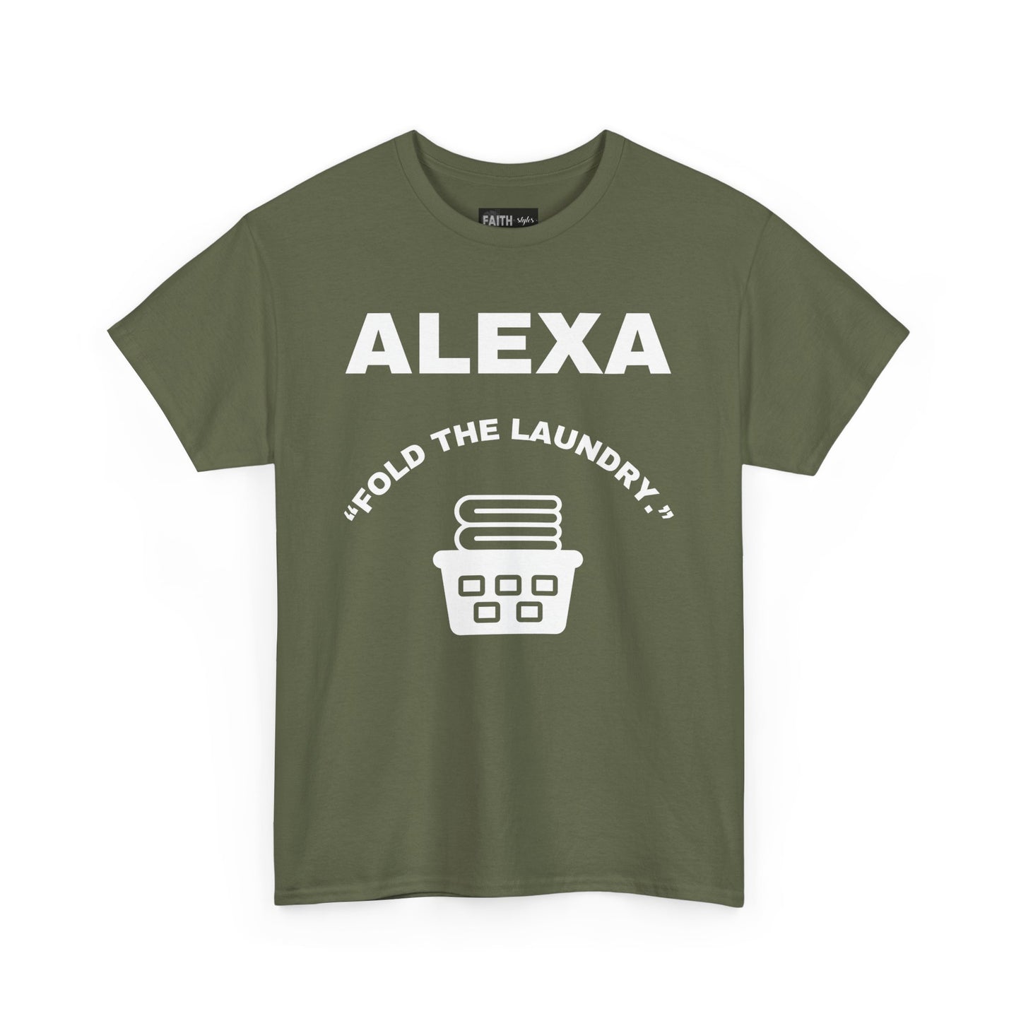 Funny Laundry T-Shirt, Humor Tee, Gift for Mom, Funny Housework Shirt, Unisex Cotton Tee, Alexa Joke Shirt