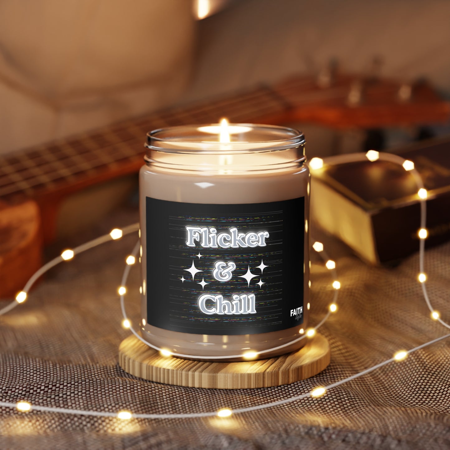 FaithStyles Flicker & Chill Scented Soy Candle - Aromatherapy Gift, Home Decor, Relaxation, Self-Care, Cozy Vibes, Unique Fragrance