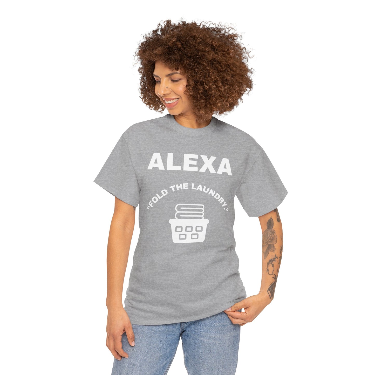 Funny Laundry T-Shirt, Humor Tee, Gift for Mom, Funny Housework Shirt, Unisex Cotton Tee, Alexa Joke Shirt