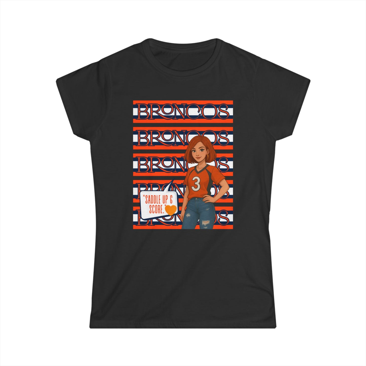 Broncos Spirit Women's Softstyle Tee - Cheer for Your Team, NFL Game Day Shirt, Sports Apparel, Football Fan T-Shirt, Casual Outfit