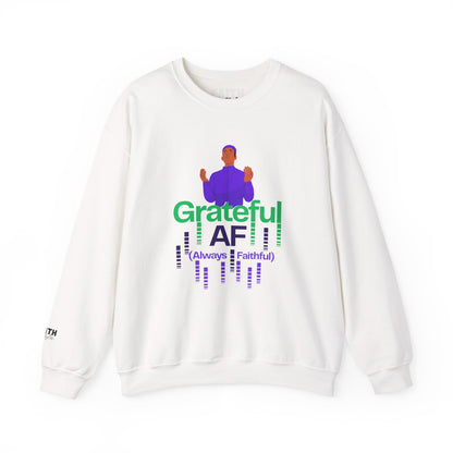 Male Grateful AF Unisex Crewneck Sweatshirt | Cozy Gift for Friends, Thanksgiving Apparel, Everyday Comfort, Gratitude Expression