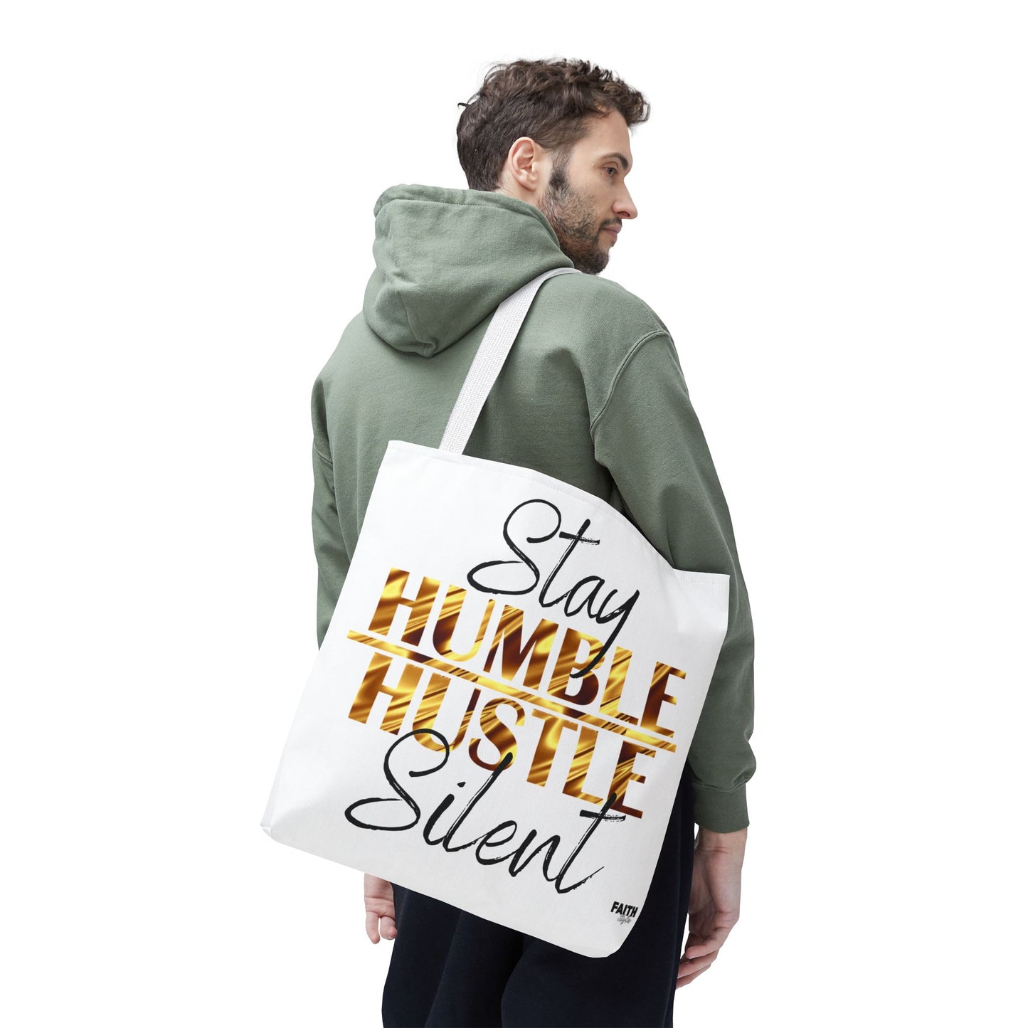 FaithStyles Stay Humble Hustle Silent Tote Bag — Motivational Leopard Print Canvas Tote