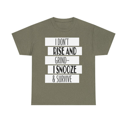 Funny Snooze Survival Tee for Lazy Days, Male's Cotton T-Shirt, Gift for Coffee Lovers, Sleepyhead Apparel, Relaxed Lifestyle Top