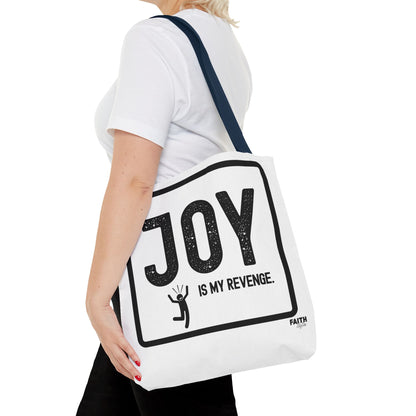 FaithStyles Joy Is My Revenge Tote Bag — Inspirational Graphic Canvas Tote