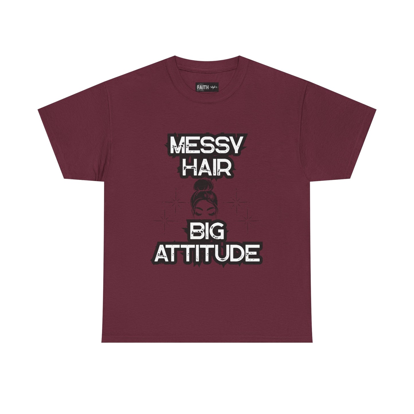 Messy Hair Big Attitude Tee | Stylish Graphic T-Shirt for Casual Wear, Gifts, Everyday Fashion, Relaxed Fit Tee