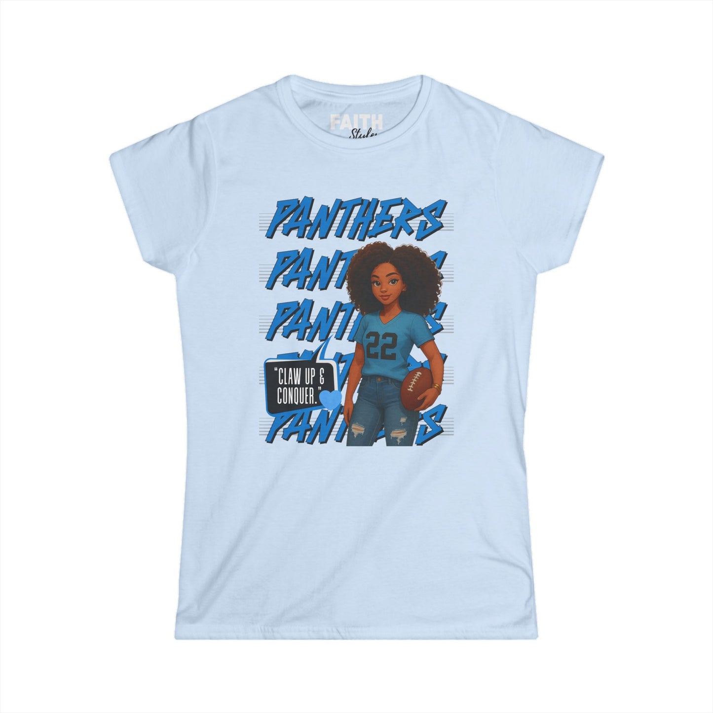 Panthers Cheer Women's Softstyle Tee, Cute Graphic Tee for Football Fans, Sportswear for Game Days and Events, Gift for Cheerleaders