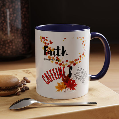 Faith & Caffeine Fall Coffee Mug | Perfect for Autumn Lovers, Thanksgiving Gift, Religious Coffee Cup, Inspirational Drinkware, Cozy Vibes