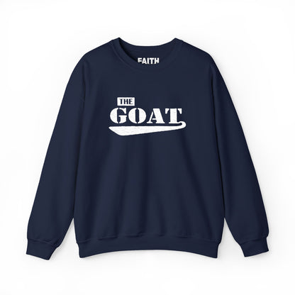 NEW FaithStyles Embroidery The GOAT Crewneck Sweatshirt – Bold White Graphic Pullover
