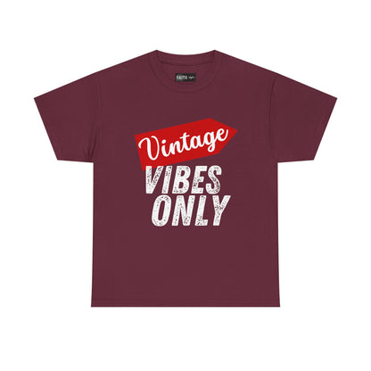 Vintage Vibes Only Unisex Heavy Cotton Tee, Retro T-Shirt, Trendy Gift for Him/Her, Casual Wear, Music Festival Outfit
