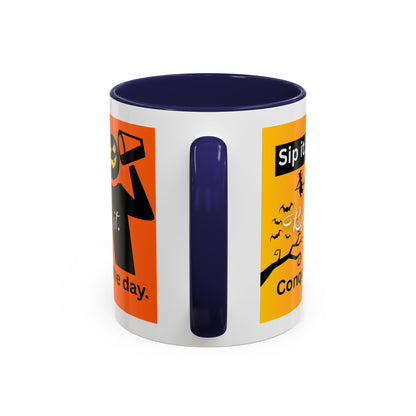 Halloween-Themed Coffee Mug, Sip It Believe It Conquer the Day, Fall Decor, Gift for Pumpkin Lovers, Autumn Kitchenware