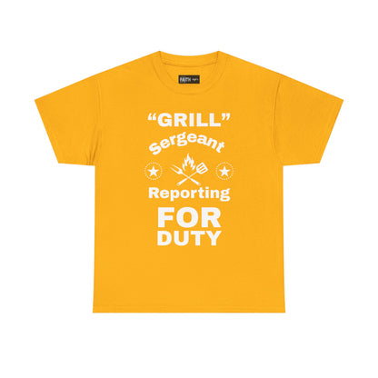 Grill Sergeant Tee - Perfect for BBQs, Father's Day Gift, Unisex Cotton T-Shirt, Outdoor Parties, Cooking Enthusiasts
