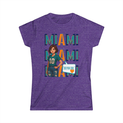 Miami Dolphins Women’s Softstyle Tee - Casual Sportswear, Game Day Outfit, Fan Apparel, Gift for Her, Miami Football Shirt