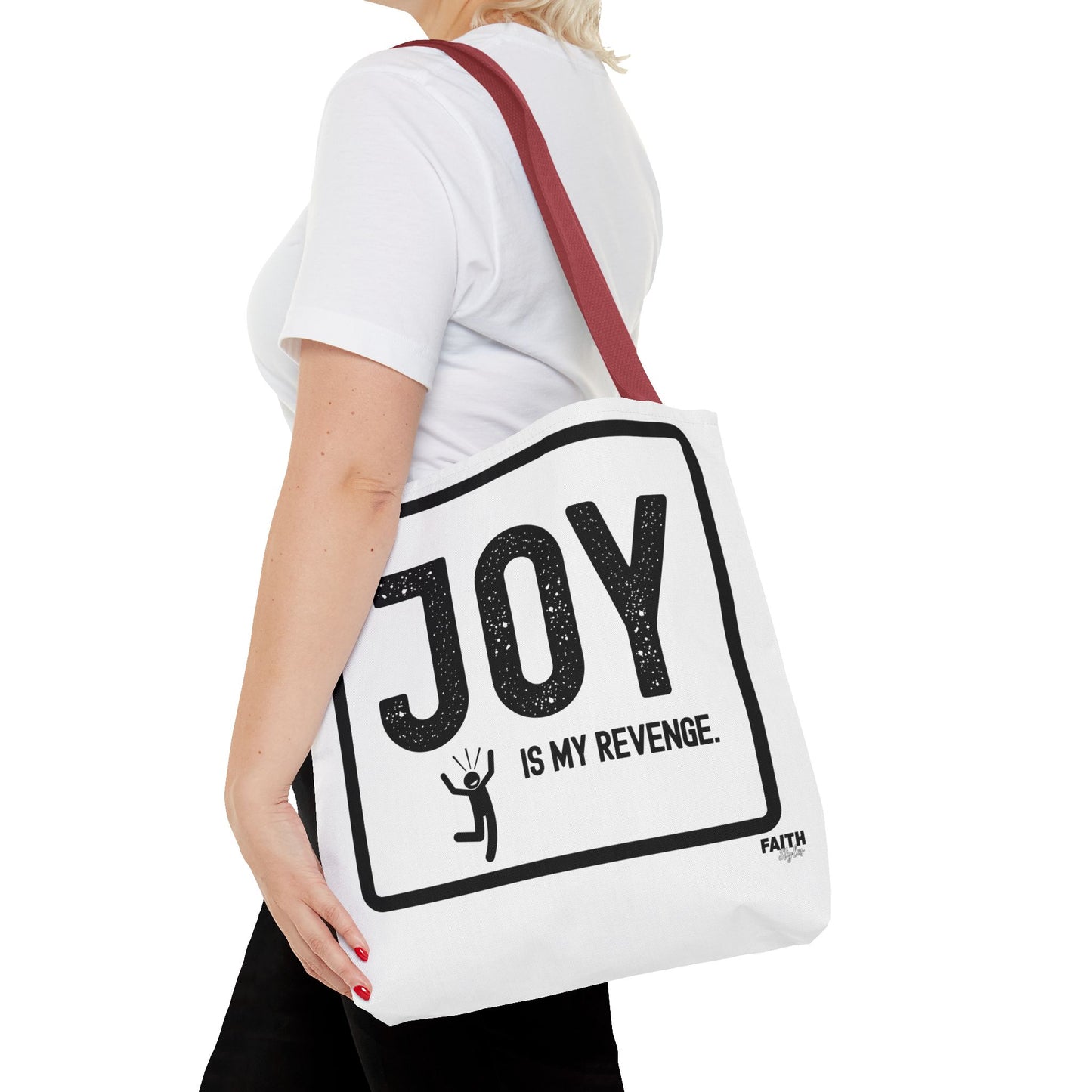 FaithStyles Joy Is My Revenge Tote Bag — Inspirational Graphic Canvas Tote