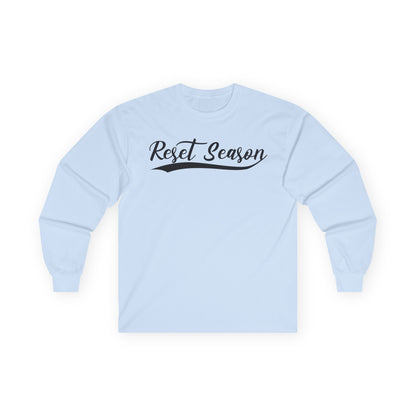 Long Sleeve Tee — "Reset Season" Script Graphic