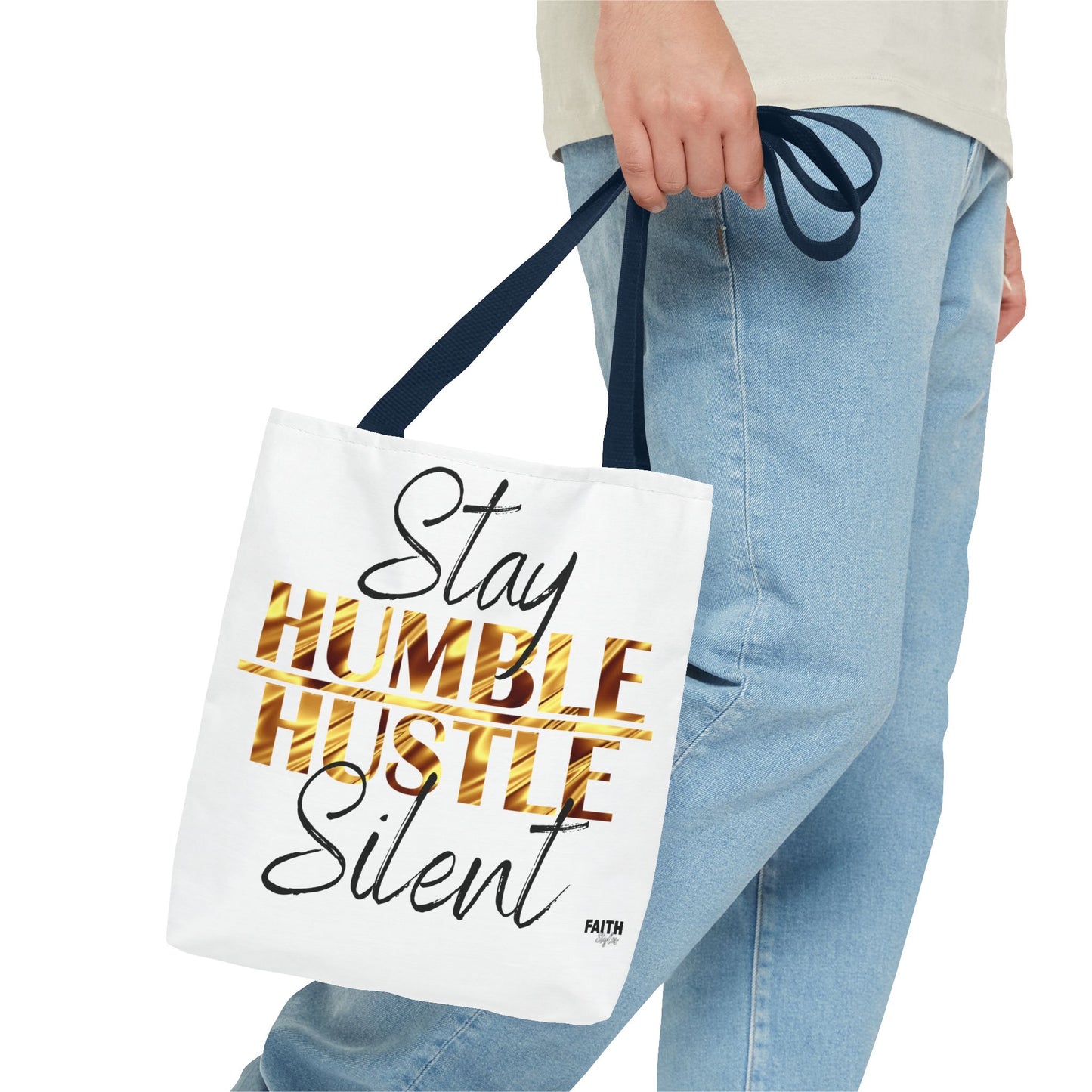 FaithStyles Stay Humble Hustle Silent Tote Bag — Motivational Leopard Print Canvas Tote