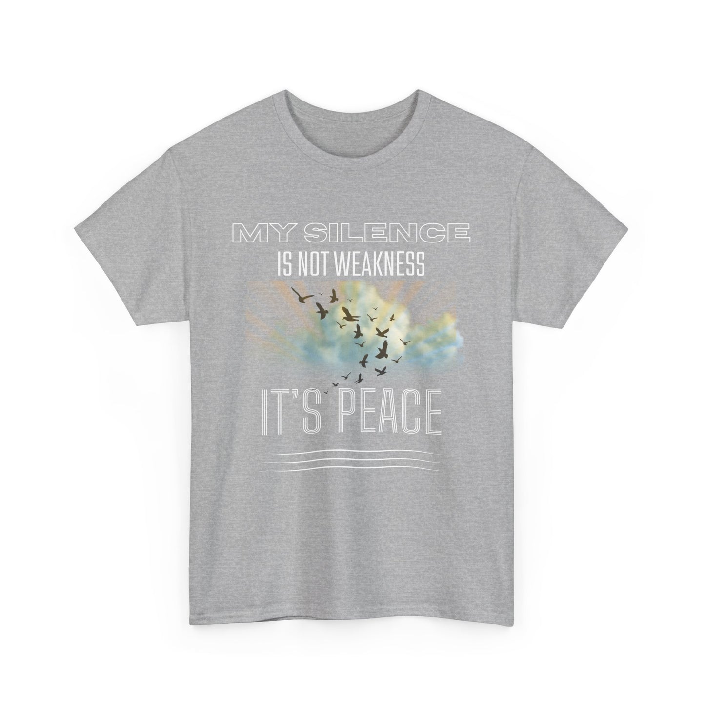 Male Heavy Cotton Tee - "My Silence is Not Weakness, It's Peace" - Inspirational Gift for Mindfulness, Self-Care, and Peace Lovers, [...]