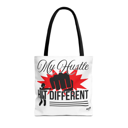 FaithStyles Motivational 'My Hustle, Hit Different' Graphic Tote Bag
